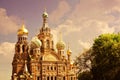 Church of the Saviour on Spilled Blood or Cathedral of the Resurrection of Christ at sunset, St. Petersburg, Russia Royalty Free Stock Photo