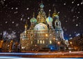 Church of the Saviour on Spilled Blood in St. Petersburg in winter Royalty Free Stock Photo