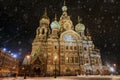 Church of the Saviour on Spilled Blood in the winter in St. Pete Royalty Free Stock Photo