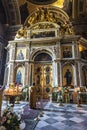 Church service at the North aisle of St. Alexander Nevsky in St. Isaac`s Cathedral. Saint Petersburg