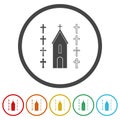 Church with set of crosses icon. Set icons in color circle buttons Royalty Free Stock Photo