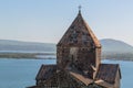 church of sevanavank in armenia against the backdrop of lake of sevan and sky Royalty Free Stock Photo