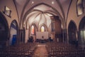 a church with several empty chairs in the middle of it Royalty Free Stock Photo