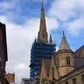 A church in Sheffield with scaffolding on Royalty Free Stock Photo