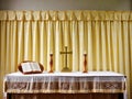 Church: simple modern altar with candles Royalty Free Stock Photo