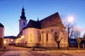 Kostol na Slovensku mesto Pezinok v noci