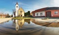 Kostol na Slovensku v obci Cifer s odrazom