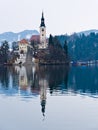 Church on a small island on lake Bled Royalty Free Stock Photo