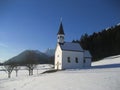 Church on snowy mountainside