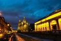 Church on Spilled Blood with dark sky in Saint Petersburg, Russia Royalty Free Stock Photo