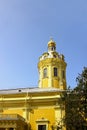 Church spire in the Peter and Paul Fortress in St. Petersburg Royalty Free Stock Photo