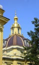 Church spire in the Peter and Paul Fortress in St. Petersburg Royalty Free Stock Photo