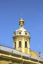 Church spire in the Peter and Paul Fortress in St. Petersburg Royalty Free Stock Photo