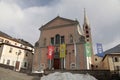 Church on the Square in Bormio, Italian Alps Royalty Free Stock Photo