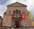 Church on the Square in Bormio, Italian Alps Royalty Free Stock Photo