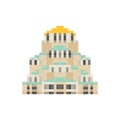 Church Of St. Alexander Nevsky pixel art. Sofia landmark 8 bit Royalty Free Stock Photo