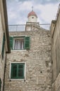 Street of Sibenik, Old Town, with bell tower of the Church of St Barbara