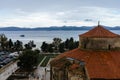 Church of St. Donatus and Roman Forum with sea in the background. Zadar, Croatia Royalty Free Stock Photo