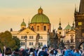 Church of St Francis Seraph at the bridge on the East side of the Charles Bridge, near the Old Town Bridge Tower  in Prague, Czech Royalty Free Stock Photo