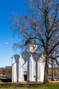 Church of St. George in Staraya Ladoga, XII century, ancient Church of Russia in fortress, river Volkhov, Novgorod Rus, Aldeigja, Royalty Free Stock Photo