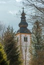 Church of St. John the Baptist by the Bohinj Lake in Ribcev Laz, Slovenia Royalty Free Stock Photo