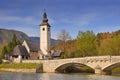 Church of st. John the Baptist at Lake Bohinj, Stara Fuzina, Triglav National Park, Slovenia Royalty Free Stock Photo