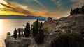 Church of St. John the Theologian  over Kaneo Beach by the Ohrid lake in North Macedonia Royalty Free Stock Photo