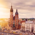 Church of St. Mary in the main Market Square. Krakow. Royalty Free Stock Photo