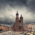 Church of St. Mary in the main Market Square. Krakow. Royalty Free Stock Photo