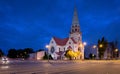 Church of St. Mateusz at dusk in Lodz, Poland Royalty Free Stock Photo