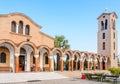 Church of St. Nektarios with a bell tower. Faliraki. Rhodes Royalty Free Stock Photo