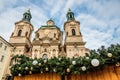 The Church of St Nicholas at Christmas time, Prague, Czech Republic Royalty Free Stock Photo