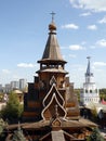 Church of St. Nicholas in Izmailovsky Kremlin Kremlin in Izmailovo. Traditional russian wooden architecture. Moscow, Russia