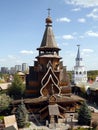 Church of St. Nicholas in Izmailovsky Kremlin Kremlin in Izmailovo. Traditional russian wooden architecture. Moscow, Russia Royalty Free Stock Photo