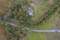 Church of St. Nicholas the Wonderworker with a tourist car in the village VegoruksaRepublic of Karelia Zaonezhie in northern Russ