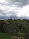 Church of St. Primoz and Felicijan on green hill. Jamnik, Kranj, Slovenia. Royalty Free Stock Photo