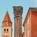 Church of St. Simeon and historical pillar in the old town of Zadar, Croatia Royalty Free Stock Photo
