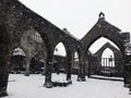 Church of st thomas a becket in heptonstall in falling snow