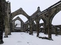 Church of st thomas a becket in heptonstall in falling snow