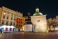 Church of St. Wojciech at the Main Market Square, night view Royalty Free Stock Photo