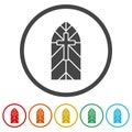 Church stain glass window icon. Set icons in color circle buttons Royalty Free Stock Photo