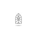 Church stain glass window icon with shadow Royalty Free Stock Photo
