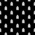 Church stain glass window seamless pattern isolated on black background Royalty Free Stock Photo