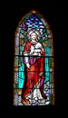 Church stained glass window of Jesus Christ holding a lamb Royalty Free Stock Photo
