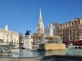 Church, Statue and Fountain, Trafalgar Square, London Royalty Free Stock Photo