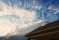 Church Steeple against a cloudy sky Royalty Free Stock Photo