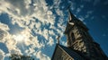 Church Steeple with Cross and Sky - AI Generated