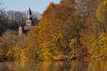 Church Steeple and Fall Colours on the Grand River in Paris, Ontario