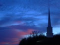 Church steeple at sunset
