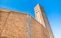 Church steeple under blue sky Royalty Free Stock Photo